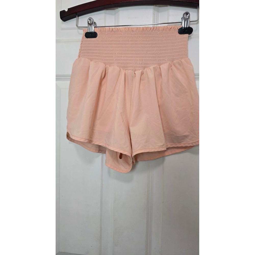 OFFLINE by Aerie Real Me Shorts Womens M Peach Smocked High Waist Active Sport
